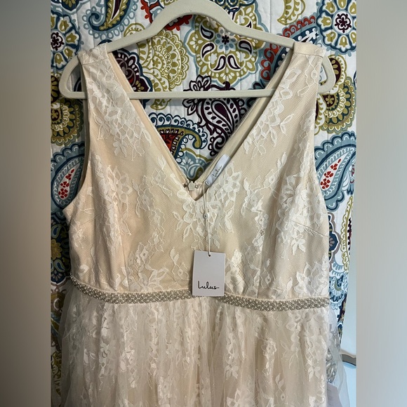 Lulus 2x Wedding Bridal Gown - Sweet Love Ivory Lace Beaded Maxi Dress - Picture 12 of 12